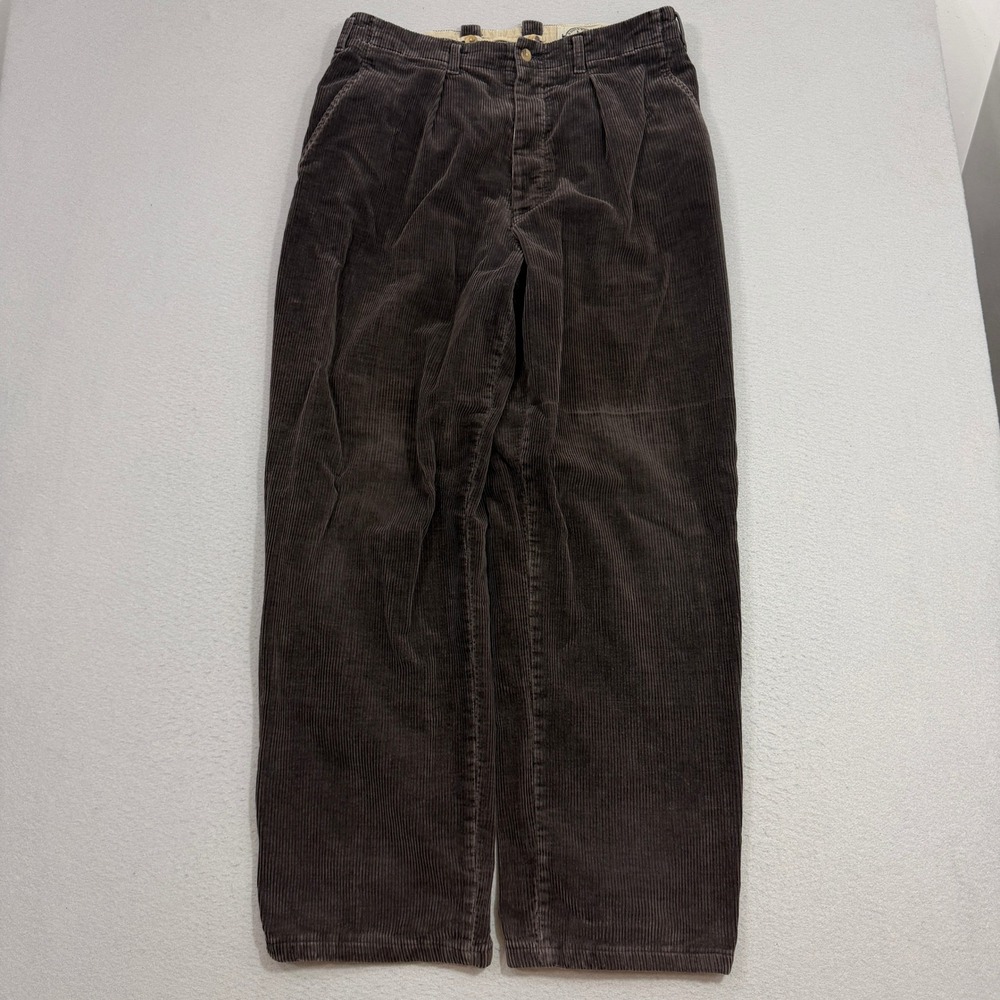 Vintage Eddie Bauer Corduroy Pants Men 36x31 Brown Pleated Straight Leg Outdoors